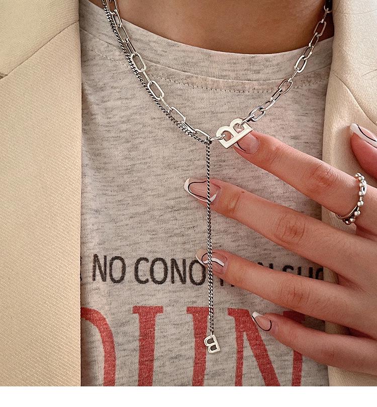 Yinruitai 925 Sterling Silver 'B' Vintage Thai Necklace with Tassel Clavicle Chain - Women's Versatile and Stylish Accessory