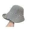 Striped big eaves bucket hat women's new front long rear short sunscreen hat foldable versatile casual show small face