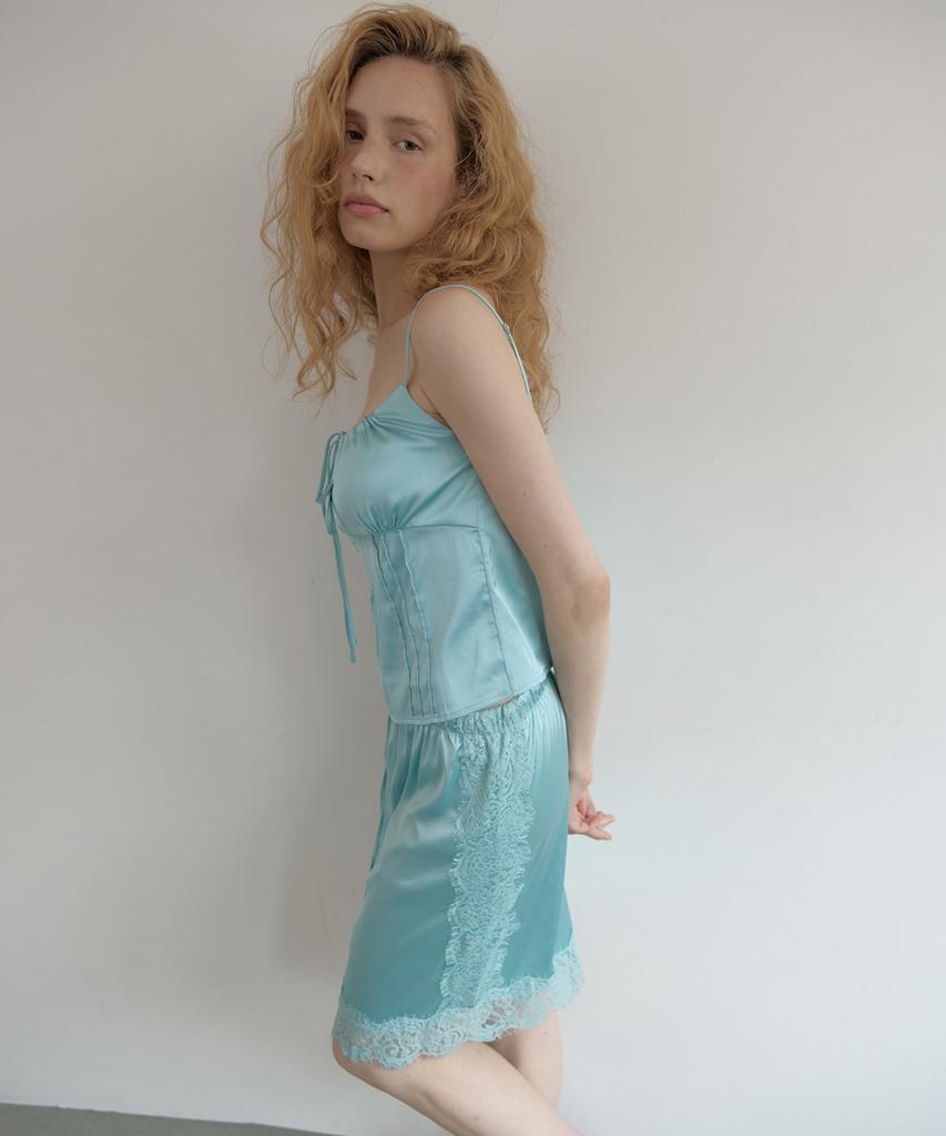 Asula Silk Touch Lace Midi Skirt (Mint)