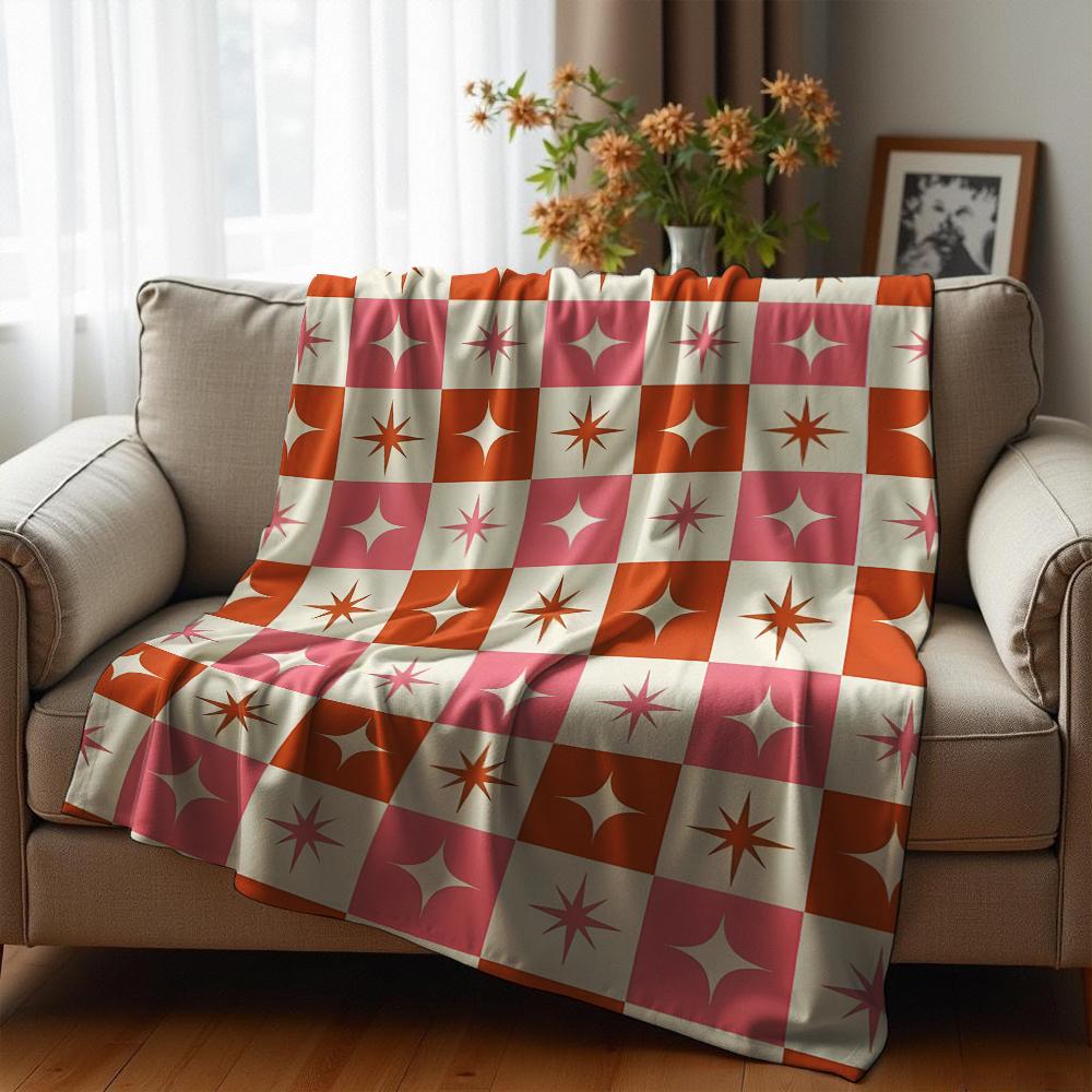 Orange Potted Floral Repeat Anime Cartoon Flannel Blanket Soft Warm Throw for Bedroom Sofa Car Kids Holiday Gift