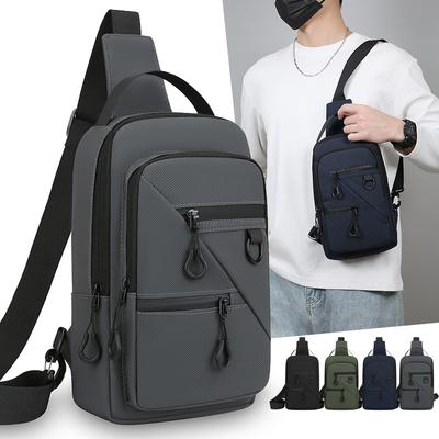 Solid Color Men's Chest Bag Large Capacity Sports Crossbody Bag
