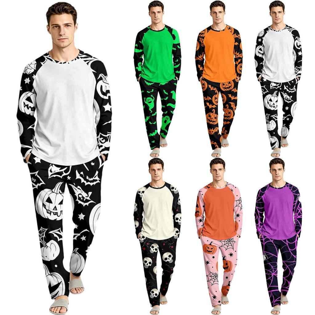Men's Printed Two-Piece Pajama Set Comfortable Sleepwear for Home