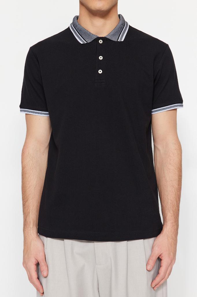 Men's Fashion Polo Collar T-shirt Polo Collar Short Limited Edition Black Regular Normal Cut Pique Zippered Polo Collar T-shirt