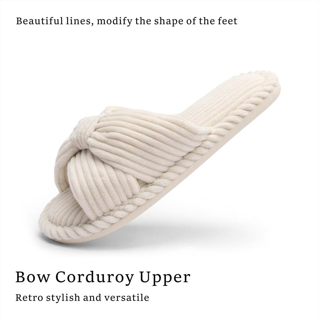 Women's Comfort Open-Toe Memory Foam Slippers - Corduroy, Home & Spa, All-Season