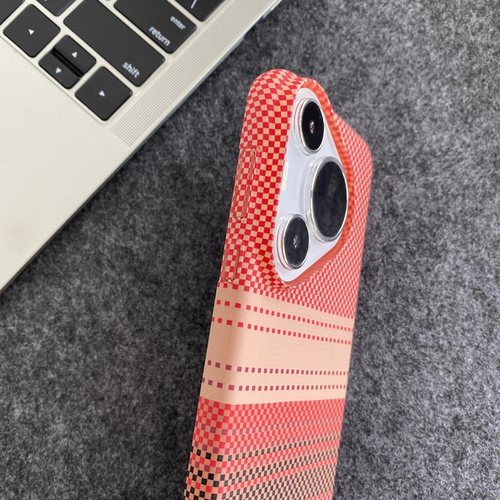 Sunset Carbon Fibre Pattern Magnetic Case For Huawei Pura80 P70 Mate 80 70 60 Pro For Magsafe Wireless Charge Hard Plastic Cover