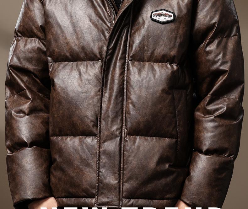 Men's Premium 90% Duck Down Leather Winter Jacket 2024 - Loose, Warm, Outdoor Casual Plus Size Coat
