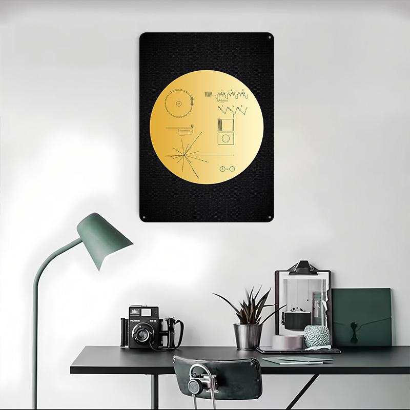 Voyager 1 Golden Record Metal Poster Customized Wall Art Retro Vintage Tinplate Signs for Man Cave Bar Accessories House Room