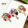 Crystal Glass Art Piece Hand Blown Millefiori Turtle Figurine, Mini Colorful Tortoise Statue, Cute Desktop Decoration Cartoon Sea Tabletop Ornament