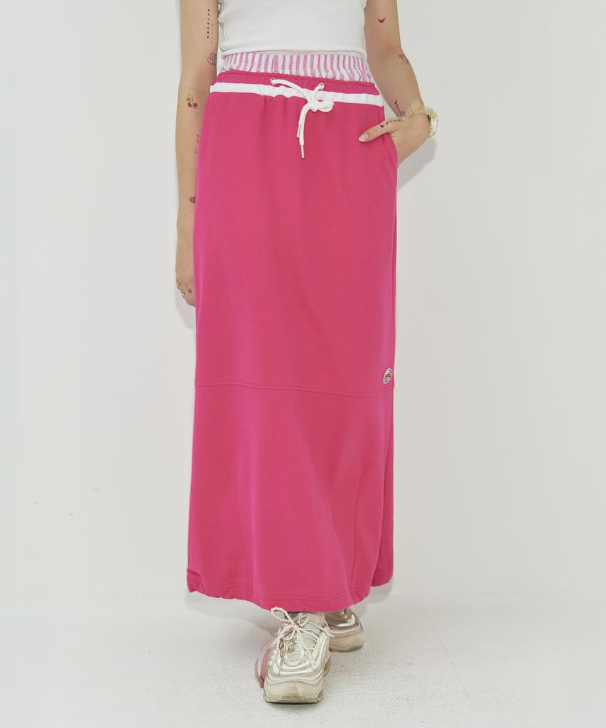FEIHEI String Sweat Long Skirt Pink