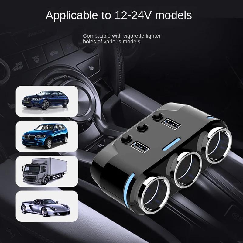 12V-24V Gniazdo zapalniczki samochodowej Rozdzielacz wtyczki LED USB Ładowarka telefonu Adapter Napięcie Przedłużacz zapalniczki samochodowej