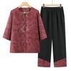 Chinese Style Summer Cardigan & Shirt Set for Middle-Aged and Elderly Women - Three-Quarter Sleeve Grandma Outfit