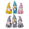 3Pcs/Set Outdoor Garden Gnome Statue Sitting Standing Butterfly Bird Mushroom Faceless Dwarf Resin Figurine Sculpture Decoration Ornament