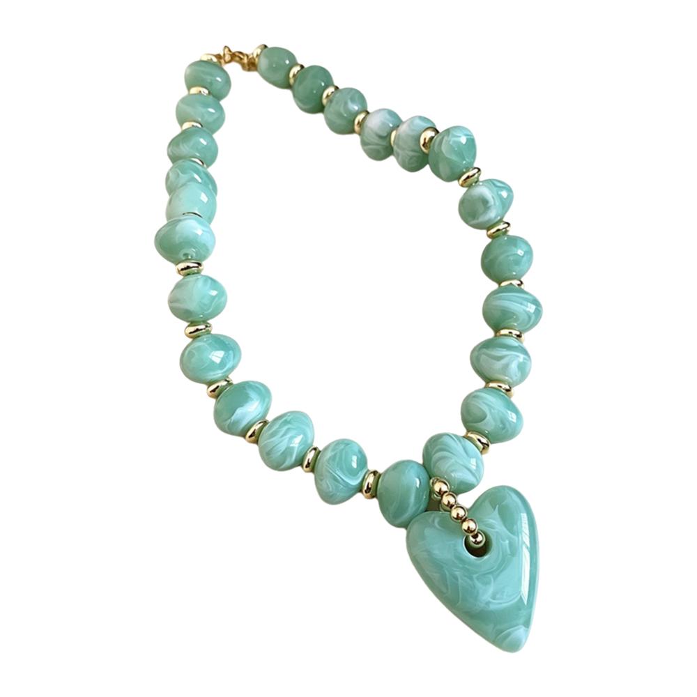 Bohemian Style Beaded Necklace Beads Women Jewelry Accessory Party Accessory зелёный