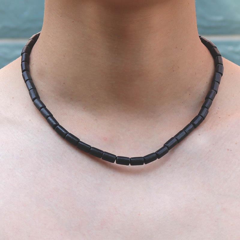 

Unique Vintage Wood Necklace Choker Men 46cm/18 Inches Short Collar Hombre Camping Cool Biker Jewelry Accessories Gift For Him