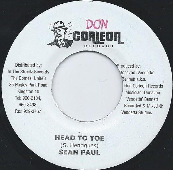 

7inch Record SEAN PAUL - Head To Toe NONE Don Corleon Rec 2003 Jamaica Reggae, Ska & Dub Used