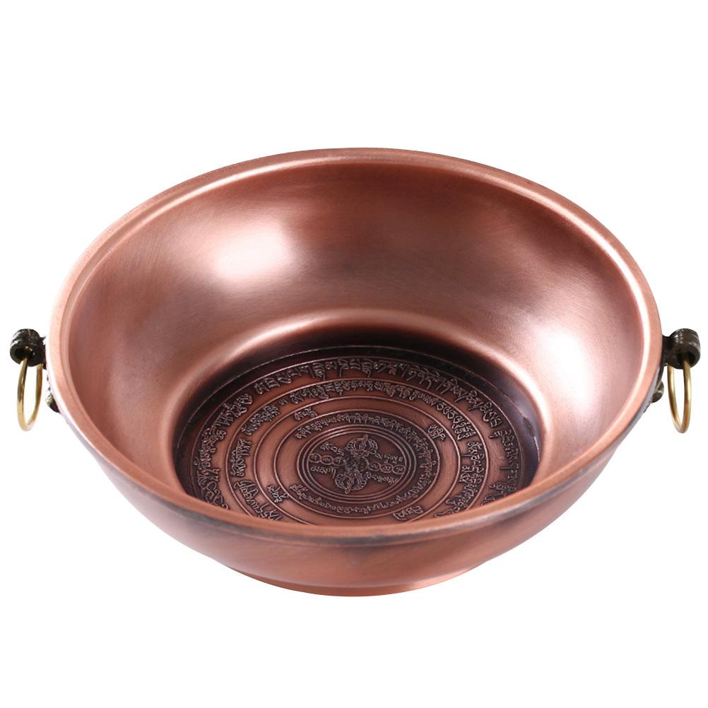 Copper Offering Plate Exquisite Design Retro Home Decoration Incense Ash Container Multi-Use Tribute Offering Burner