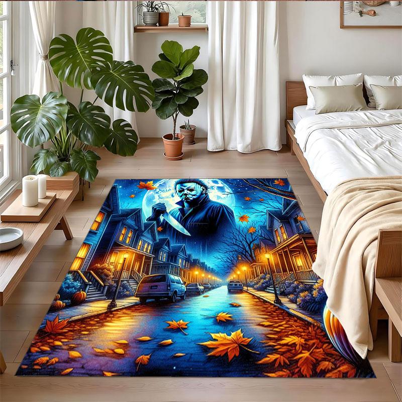Crystal Velvet Rug Soft Non Slip Indoor Floor Mat Home DecorHalloween Michael Myers