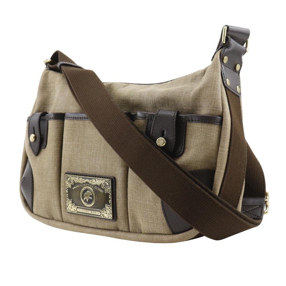 HUNTING WORLD Umhängetasche Hobo-Tasche beige Canvas Damen Gebraucht