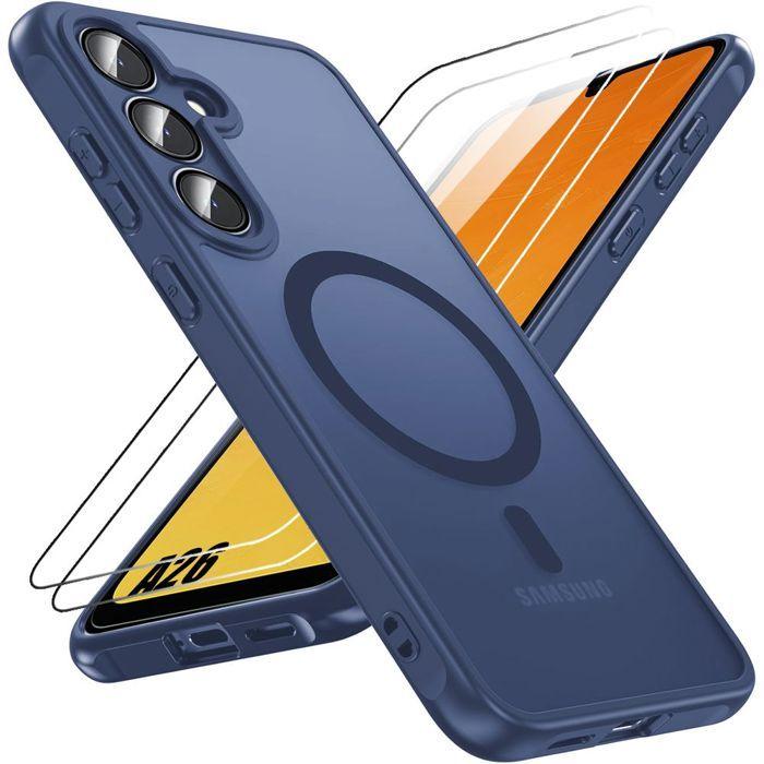 Coque de protection - BOOLING - Samsung Galaxy A26 5G - Bleu Marine - Antichoc - 2 Verres Trempés