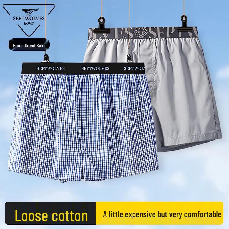 

Septwolves Men s 100% Cotton Loose Boxer Shorts 2-Pack L