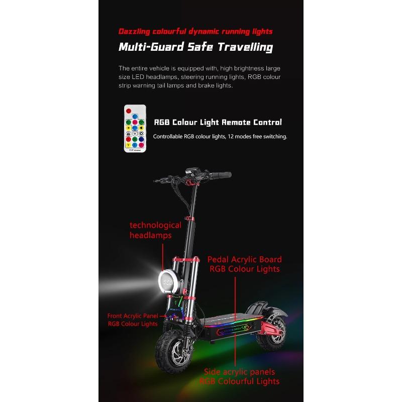 BOYUEDA S5 E-Scooter 6000W Dual Motor 60V38Ah NFC Activation Electric Scooter 11"off-road Tire Intelligent APP Control EScooters