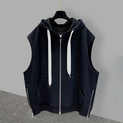 Men's Spring and Autumn Casual Sleeveless Vest Plus Size Hooded Vests