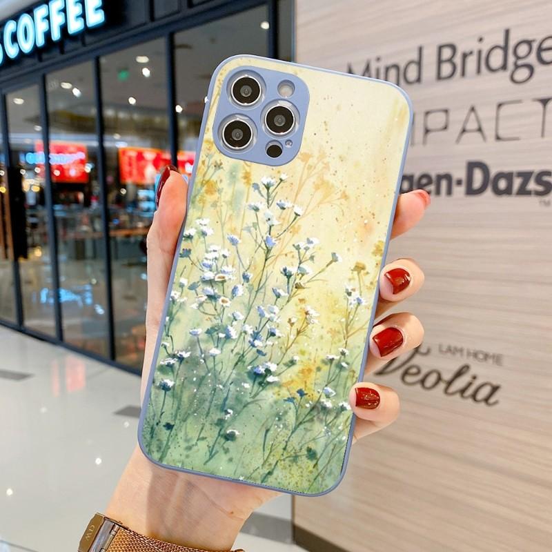 

Чехол для телефона с акварельной росписью для IPhone 14 13 12 11 Pro Max X XR XS 8 7 Plus, цветной чехол для телефона из жидкого стекла iPhone 11 Pro Max