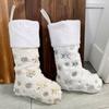 4pcs Furry Christmas Stockings Assorted Color for Home Office Decors Holiday Mantlepiece Hanging Socks