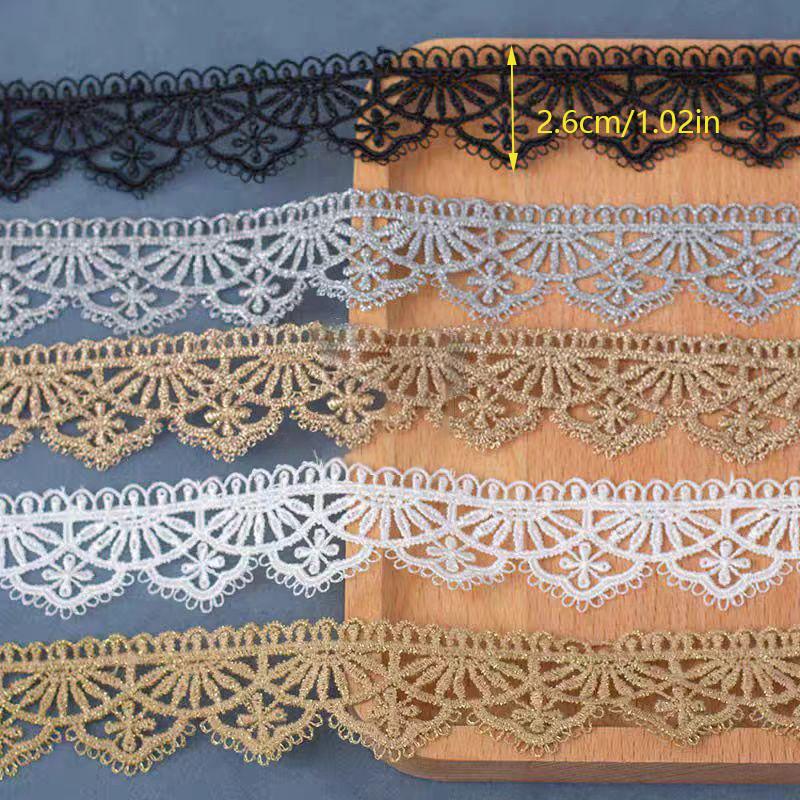 2 Yards/182CM Black Silver Lace Trim Ribbon Hollow-Out Webbing DIY Craft Gift Packing Sewing Decor Supplies 2.6cm
