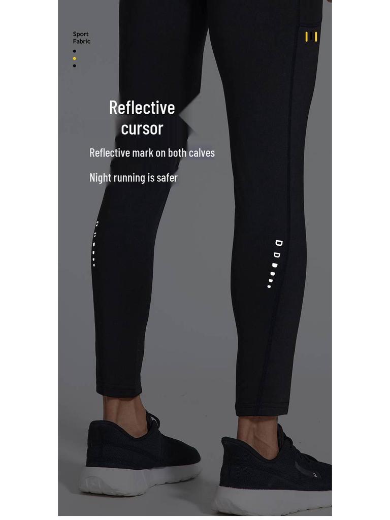 Men's and Women's Fleece-Lined Quick-Dry High-Waisted Compression Fitness Tights for Outdoor Fitness, Marathon, Training, and Racing.