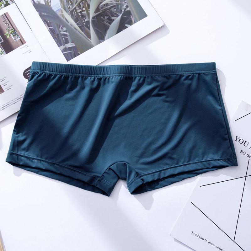 New Ice Silk Men's Ultra-Thin Transparent Low-Rise Boxer Briefs - Breathable Square Leg Design