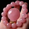 Quartz Crystal Pink Powder Crystal Quartz Natural Stone Streche Bracelet Elastic Cord Pulserase Jewelry Beads Lovers Woman Gift