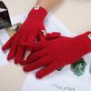 Touch Screen Gloves Autumn and Winter Warm Finger Gloves Thickened Warm Knitted Wool  Korean Student Gloves