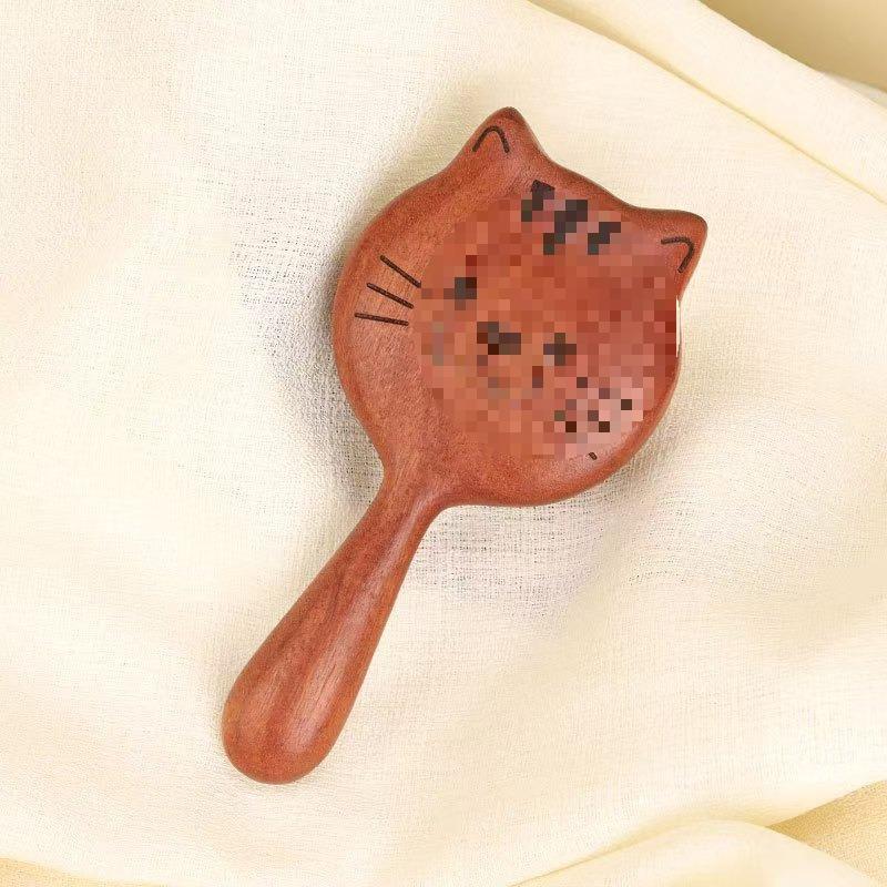 Sandalwood Cat & Bear Massage Meridian Comb - Long Hair, Full Body Use - Scalp Massage Wide Tooth Comb