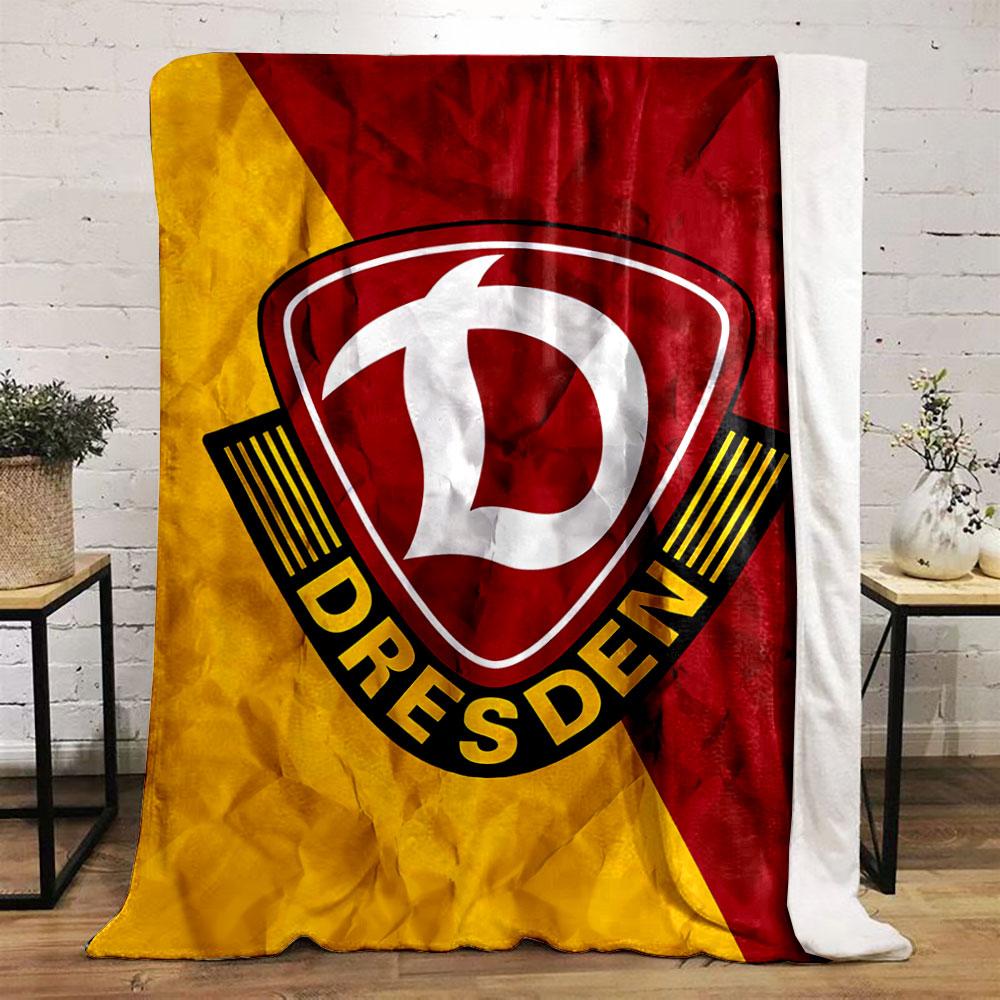 Rote und Gelbe Dresden Logo Decke für alle Jahreszeiten Decke Mittagspause Überwurf Geschenk