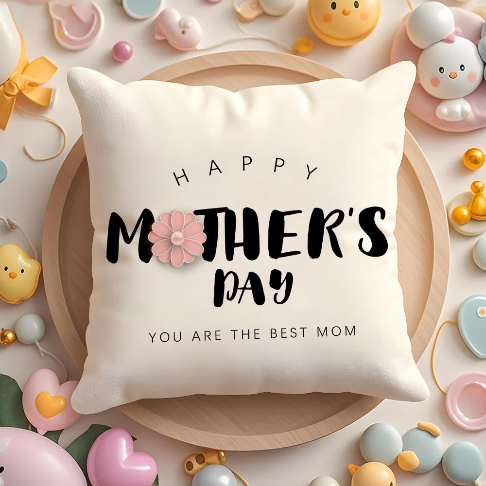 Mother'S Day Cushion Cover Plush Fabric Soft Double-Sided Printed Sofa Warm Winter Home Gift Pillow Case