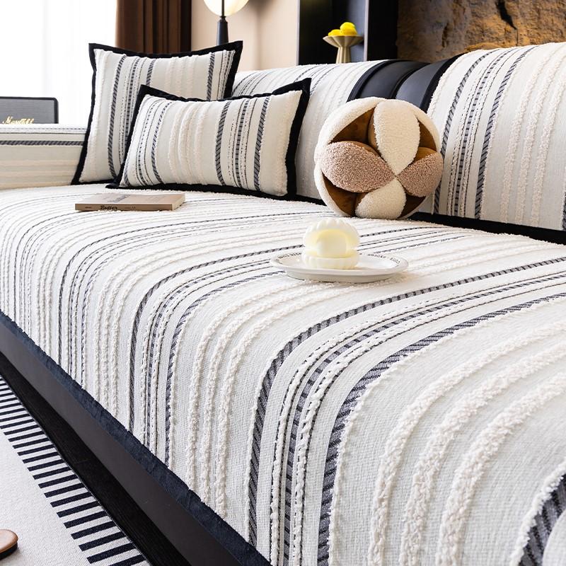 Autumn Living Room Non-slip Striped Sofa Cushion Couch Sofa Covers Mat Chenille Slipcover Funda Sofa Mat