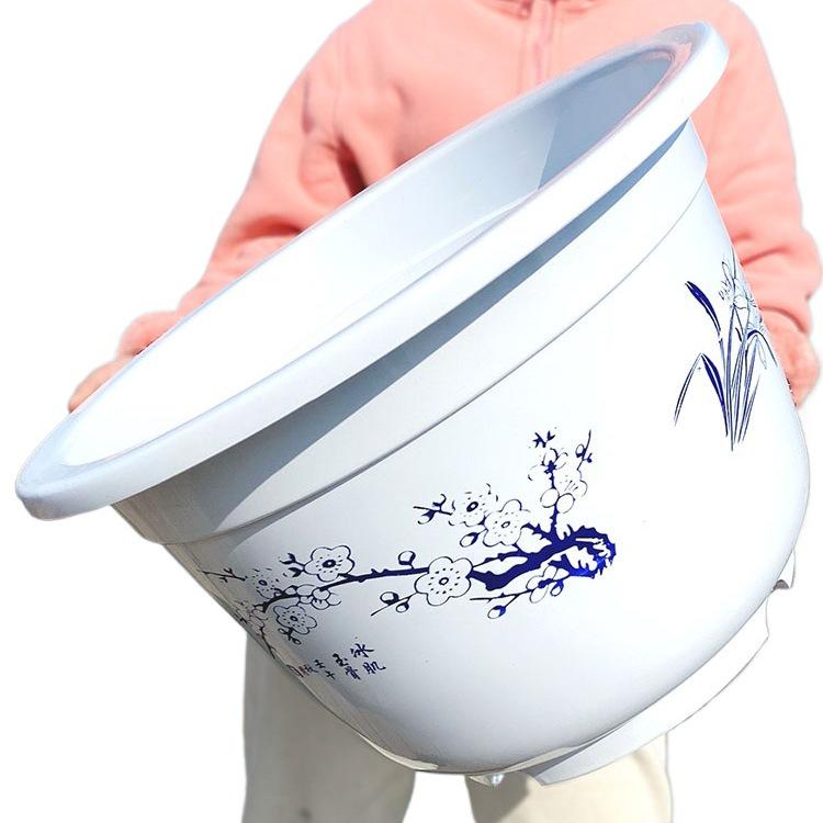 Extra Large Hydroponic Lotus Pot with Hole - Round, Thickened, Imitation Ceramic for Green Plants or Fruit Trees.