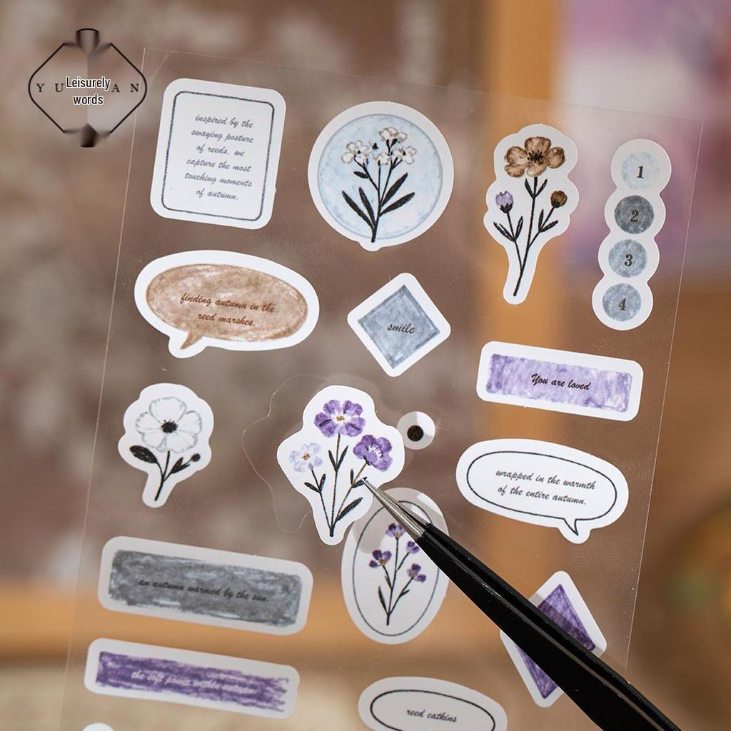 Yu Xian Salt-Style Sticker Set: 2 Retro Sheets, 6 Simple Styles for Journaling Decor