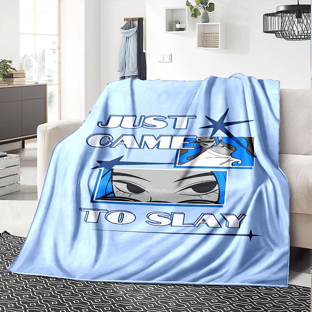 1pc JUST SLAY Soft Flannel All Season Throw for Home, Office, Outdoor UseDurable Comfort Soft Warm Throw for Home