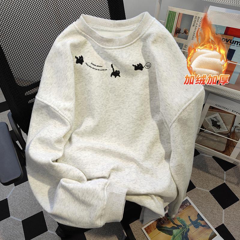 

Sweater Men s 2026 New Autumn and Winter Niche Handsome Long-sleeved Velvet Thickened Round Neck Inner with Women s Bottoming Shirt S