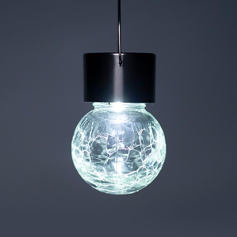 Solar LED Crackle Glass Ball Pendant Garden Light