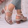 New Round Toe Shoes One-piece Buckle Large-sized Thick High-heeled Sandals