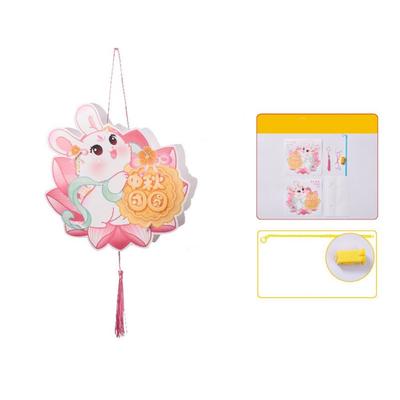Cartoon Rabbit Lantern Chinese Lotus Moon Traditional Style Mid-Autumn Festival Lantern DIY Material Bag with Tassel