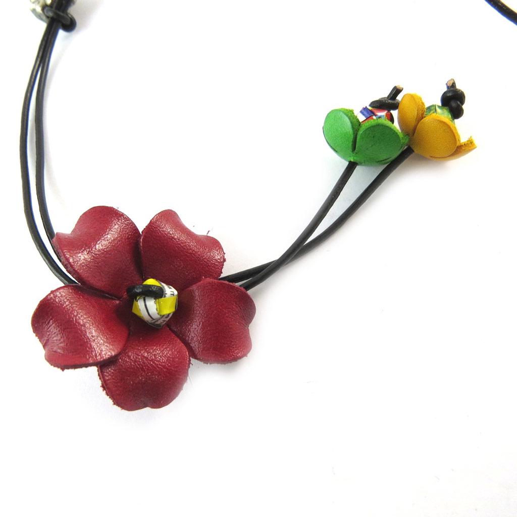 Les Trésors De Lily [N9563] - Multicolored 'New Life' Leather Craft Necklace (handmade)