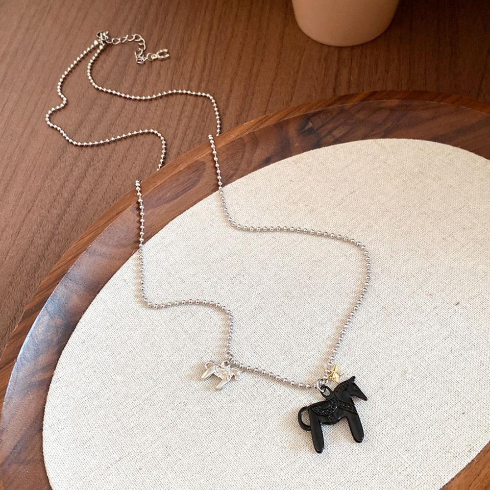 Plated Beads Chain Chokers Funny Zodiac Animal Necklaces Horse Pendant Necklaces Jewelry Gift