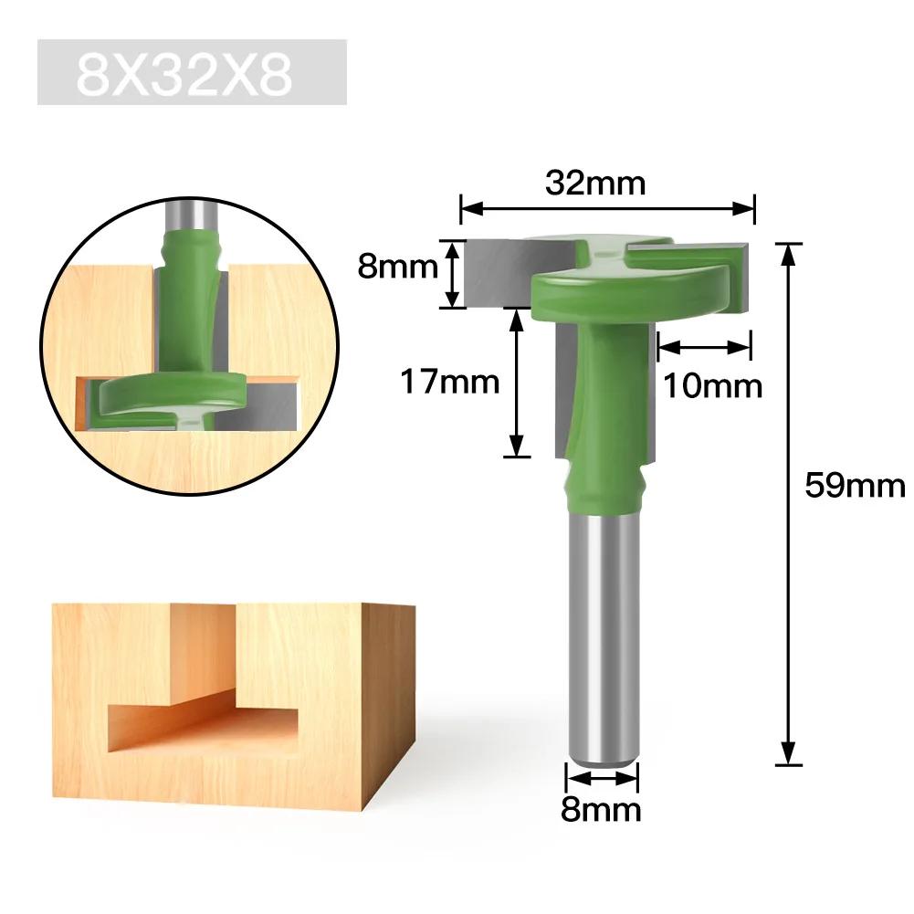 8 Schaft Grün Gerade Kante T-Messer Haken Fräser Nutmesser 8 Schaft Nutenfräser Außenhandel Export Holzarbeit