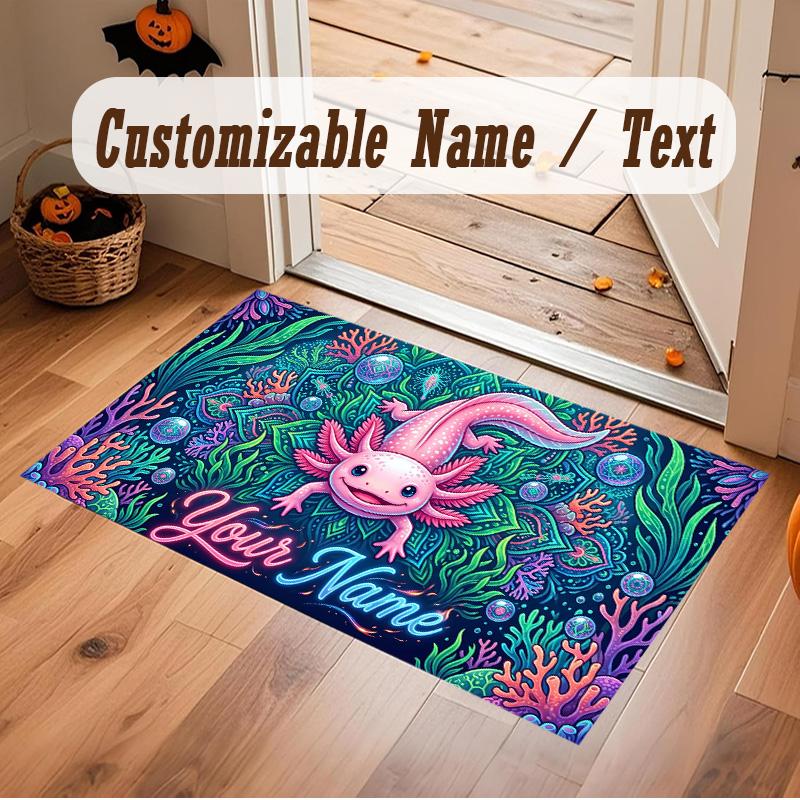 Underwater Fish Theme Soft Crystal Velvet Rug Custom Name & Text Print Non Slip Floor Rug for Bedroom Living Room
