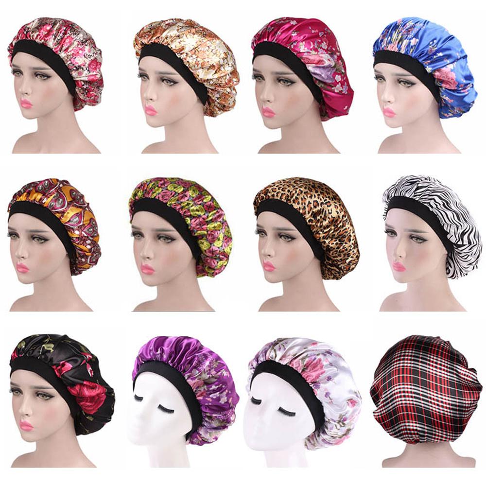 1 Pc Soft Night Sleep Hat Women Elastic Wide Band Fashion Hair Loss Cover Head Wrap Satin Bonnet Beauty Chemo Caps Care