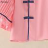 ZANZEA Women Casual Stand Collar Flare Half Sleeve Loose Blouse